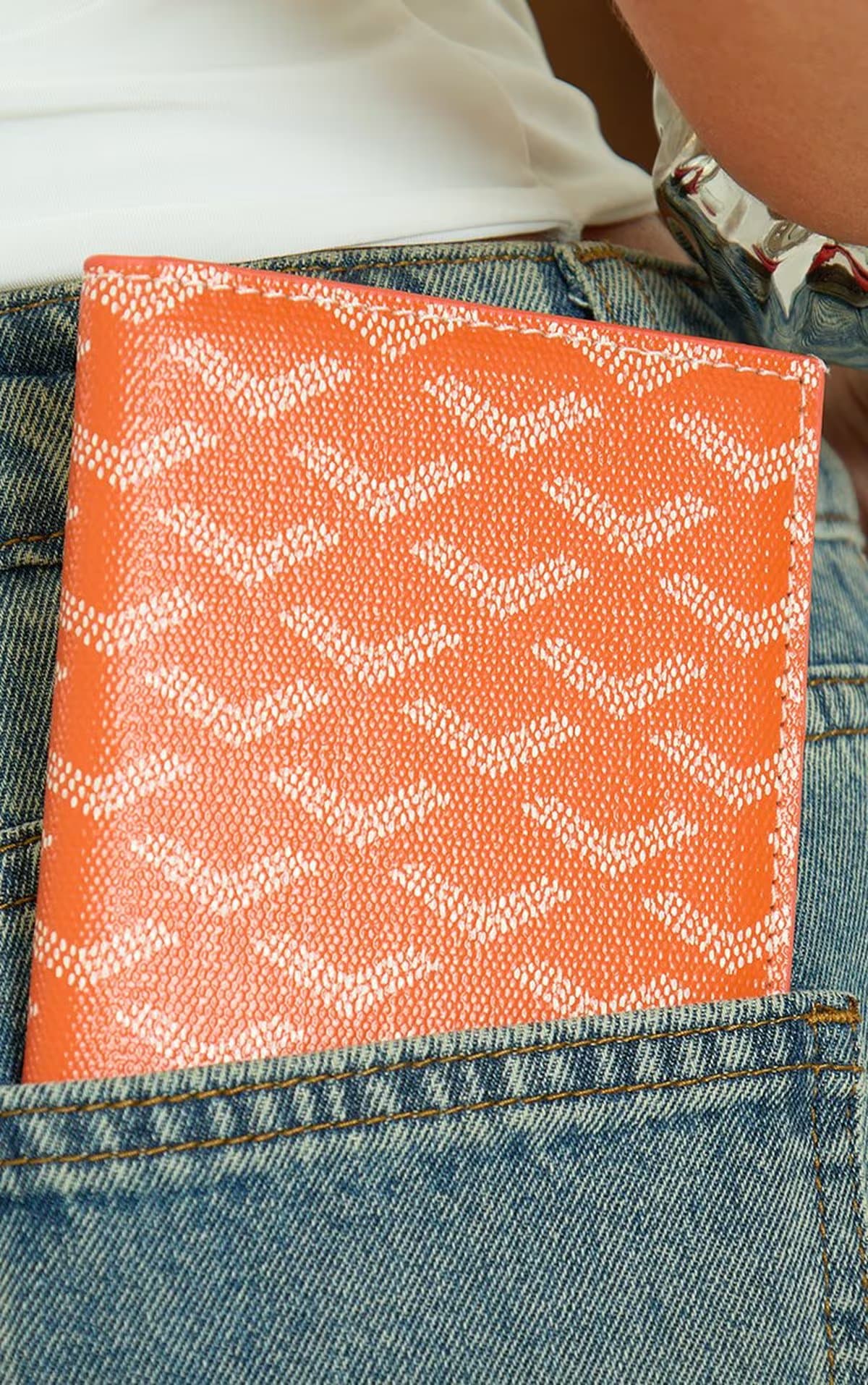 EGO Abroad Pattern Detail Passport Cover In Orange Faux Leather, Women's Size UK 0