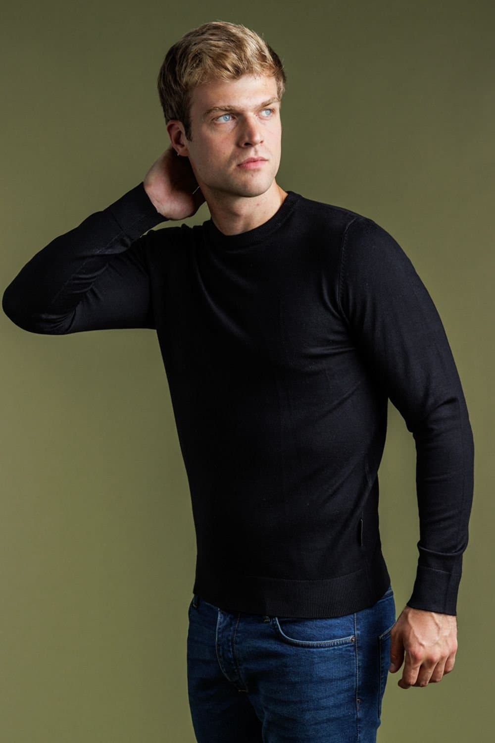 French Connection French Connection Men's Crew Neck Long Sleeve Knitted Jumper in Black