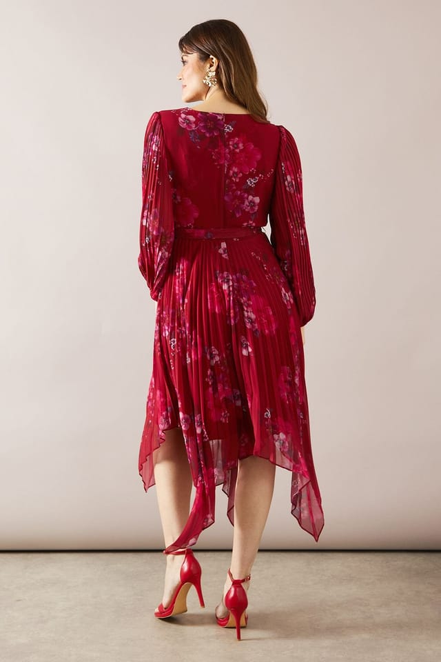 Wallis Wallis Women's Pleated Asymmetric Wrap Dress in Raspberry - 3