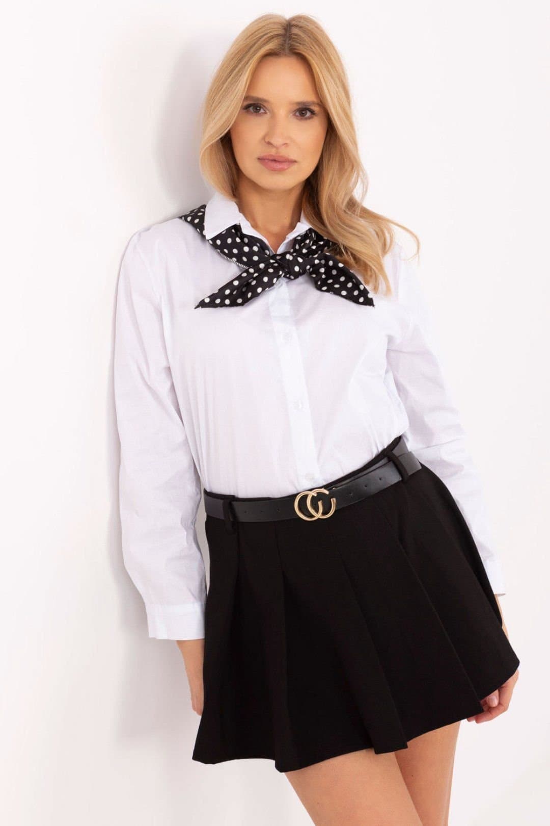 Love Lace Love Lace Women's Long Sleeve Shirt with Removable Scarf in White