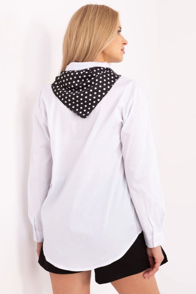 Love Lace Love Lace Women's Long Sleeve Shirt with Removable Scarf in White - 3