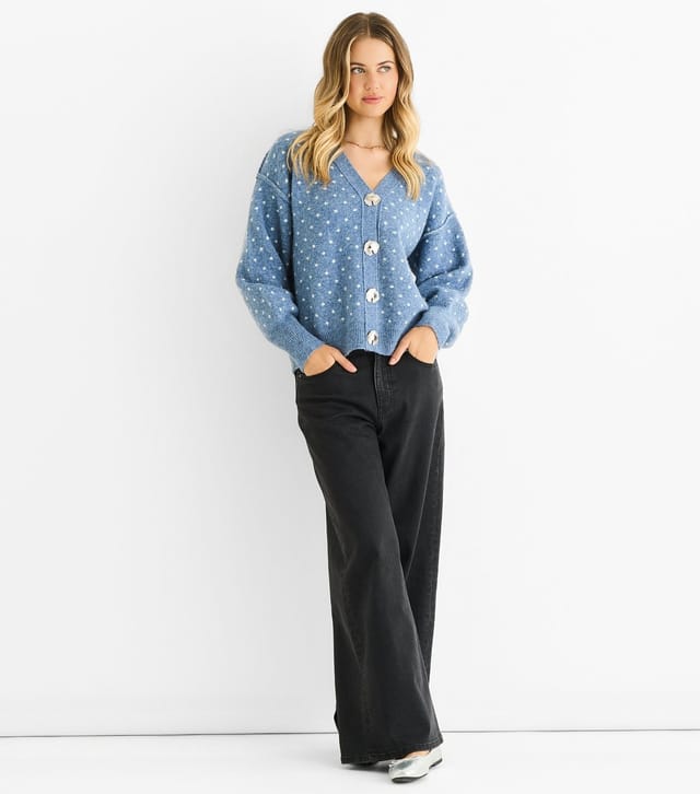 Gini London Women's Blue Polka Dot Knit Cardigan Gini London New Look - 2