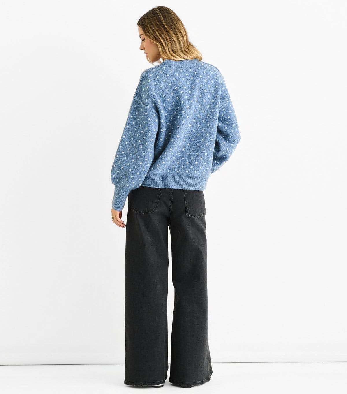 Gini London Women's Blue Polka Dot Knit Cardigan Gini London New Look - 4