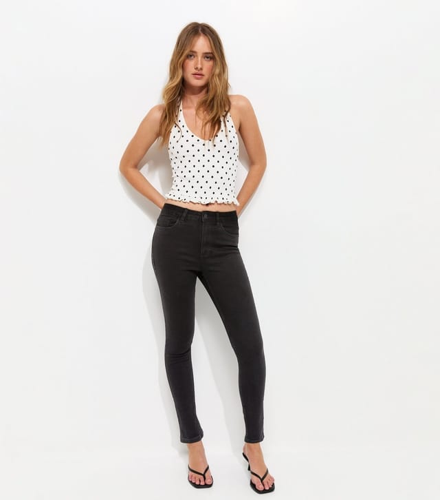 New Look Women's Washed Black Mid Rise Skinny Jeans New Look - 3