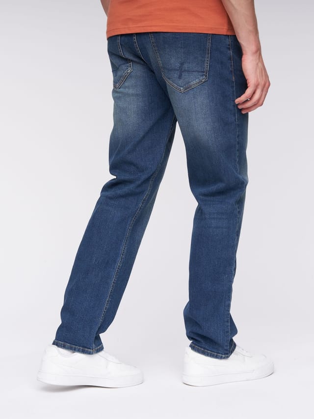 Henleys Henleys Breeze Men's Straight-Fit Stretch Denim Jeans with Woven Label Detail in Mid Blue - 3