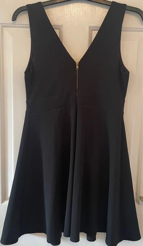 New Look New Look Black With Rose Embroidery Skater Dress (size uk 12)