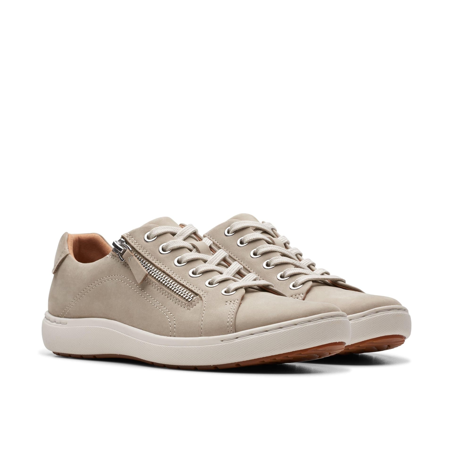 Clarks Clarks Women's Nalle Lace Stone Nubuck Trainers in Beige - 4