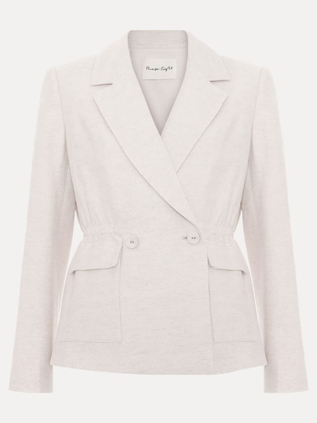 Phase Eight Phase Eight Women's Harlow Linen-Blend Cinched Waist Blazer in Ecru - 2