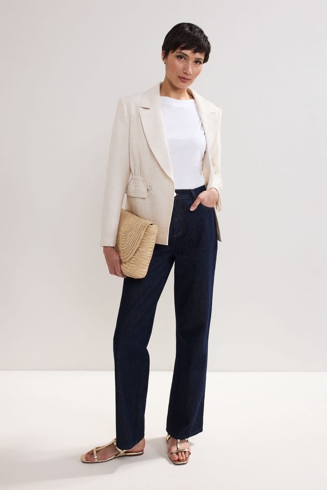 Phase Eight Phase Eight Women's Harlow Linen-Blend Cinched Waist Blazer in Ecru - 3
