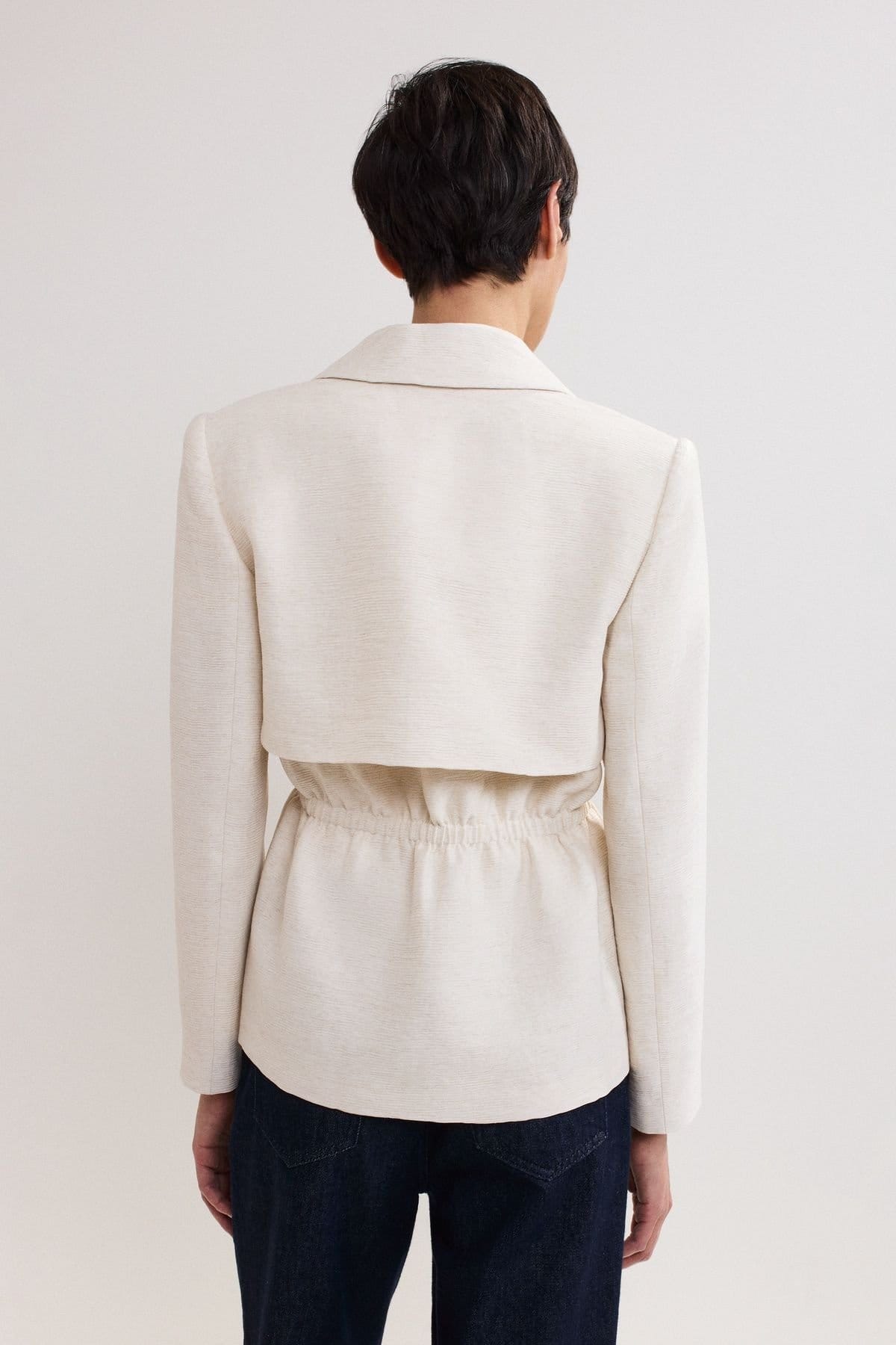 Phase Eight Phase Eight Women's Harlow Linen-Blend Cinched Waist Blazer in Ecru - 4