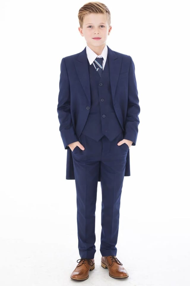 Vivaki Vivaki Men's 5 Piece Suit Navy Tailcoat - 2