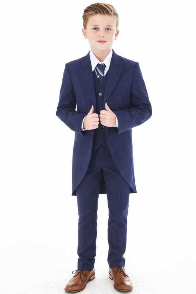 Vivaki Vivaki Men's 5 Piece Suit Navy Tailcoat - 3