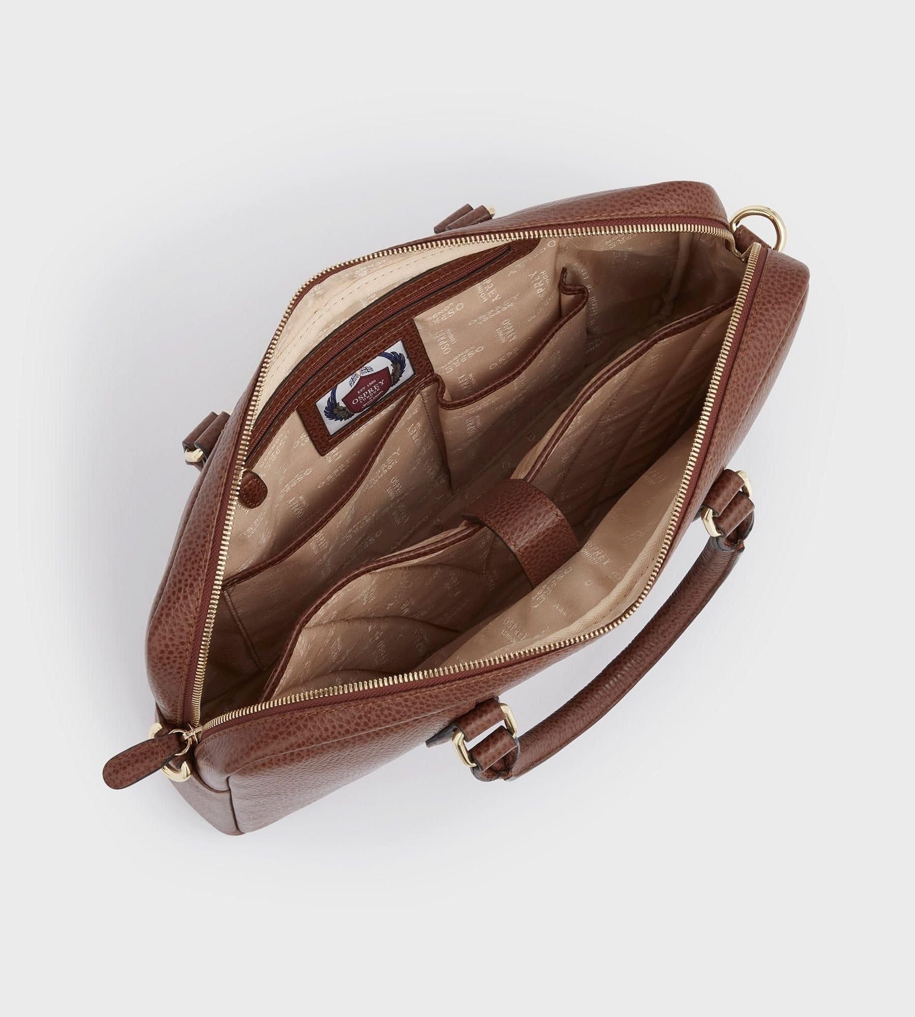 OSPREY LONDON OSPREY LONDON Women's The Adaline Leather Laptop Bag in Tan - 4