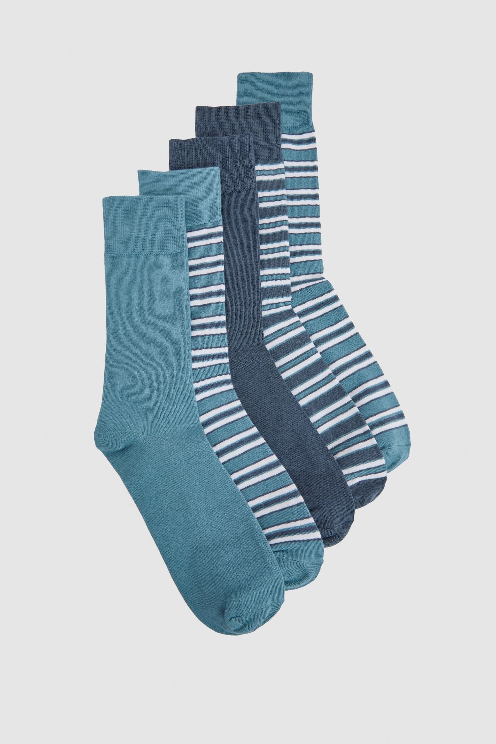 Maine Maine Men's Blue 5 Pack Stripe & Plain Socks