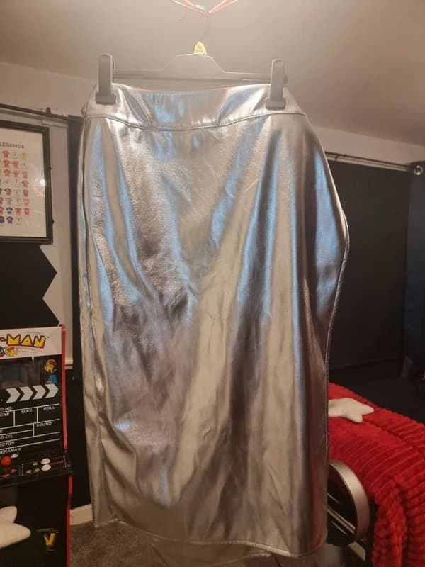 Never Fully Dressed Never fully dressed silver wrap faux leather skirt