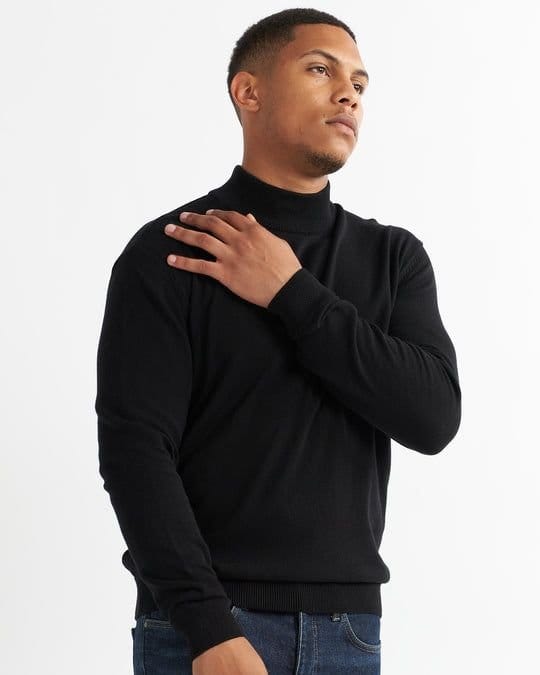 Alse Studio Alse Studio Men's Turtleneck Jumper 100% Cotton Premium Quality in Black - 2