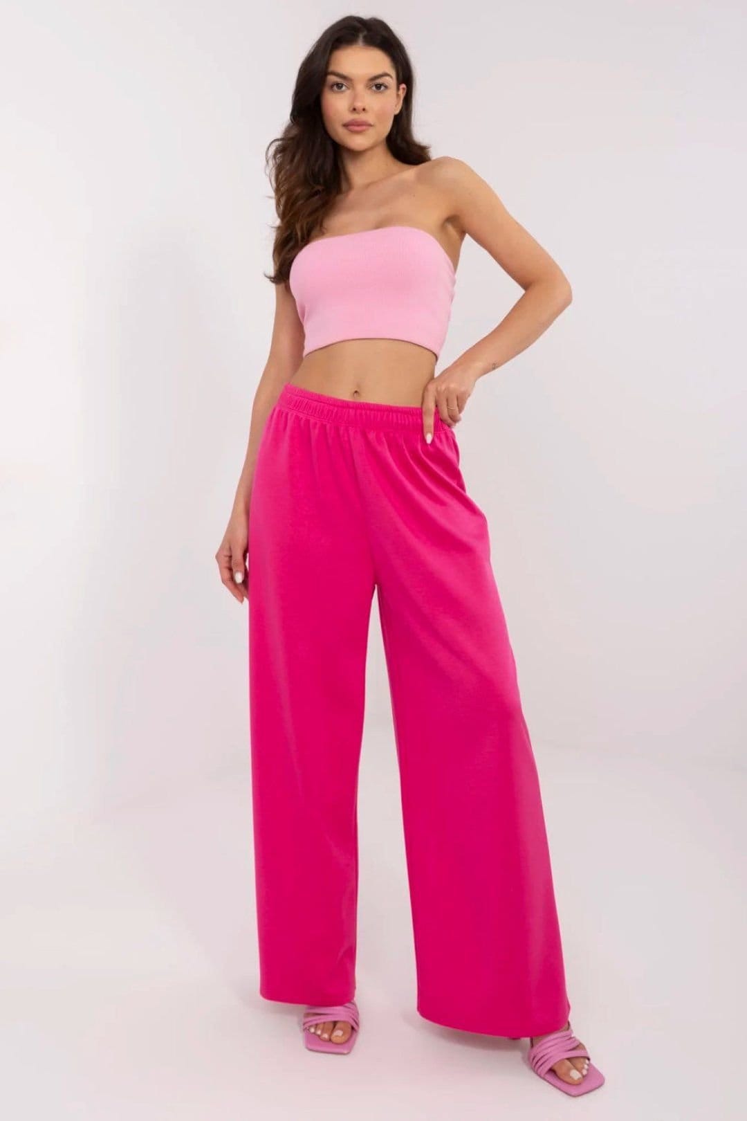 Love Lace Pink Viscose/Elastane Wide Leg Sweatpants