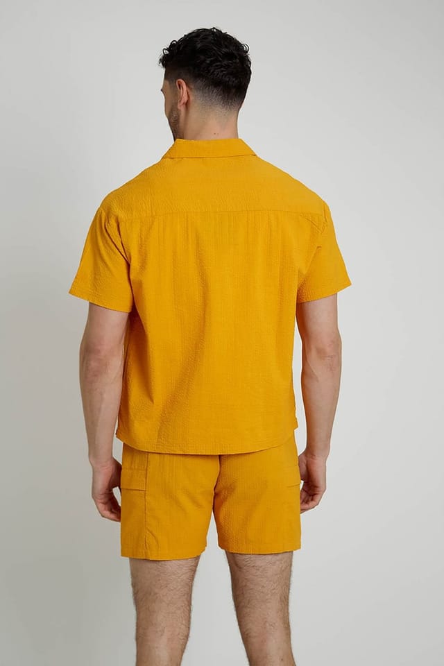 Native Youth Native Youth Men's Cotton Short Sleeve Lightweight Embroidered Relaxed Shirt in Orange - 2
