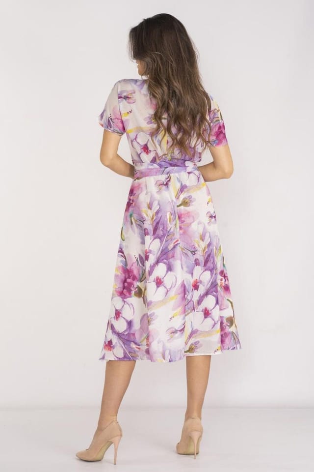 Love Lace Love Lace Women's Chiffon Day Dress with Elastic Lining Belt Style 196702 in Violet - 3