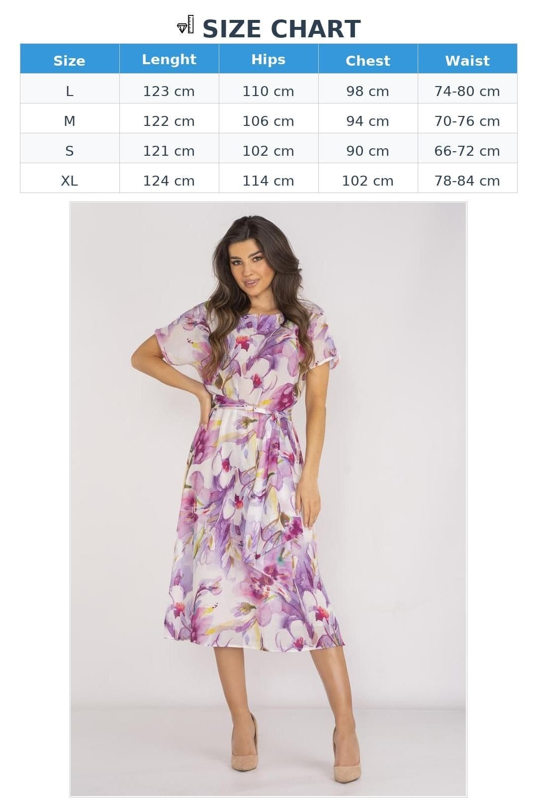 Love Lace Love Lace Women's Chiffon Day Dress with Elastic Lining Belt Style 196702 in Violet - 4