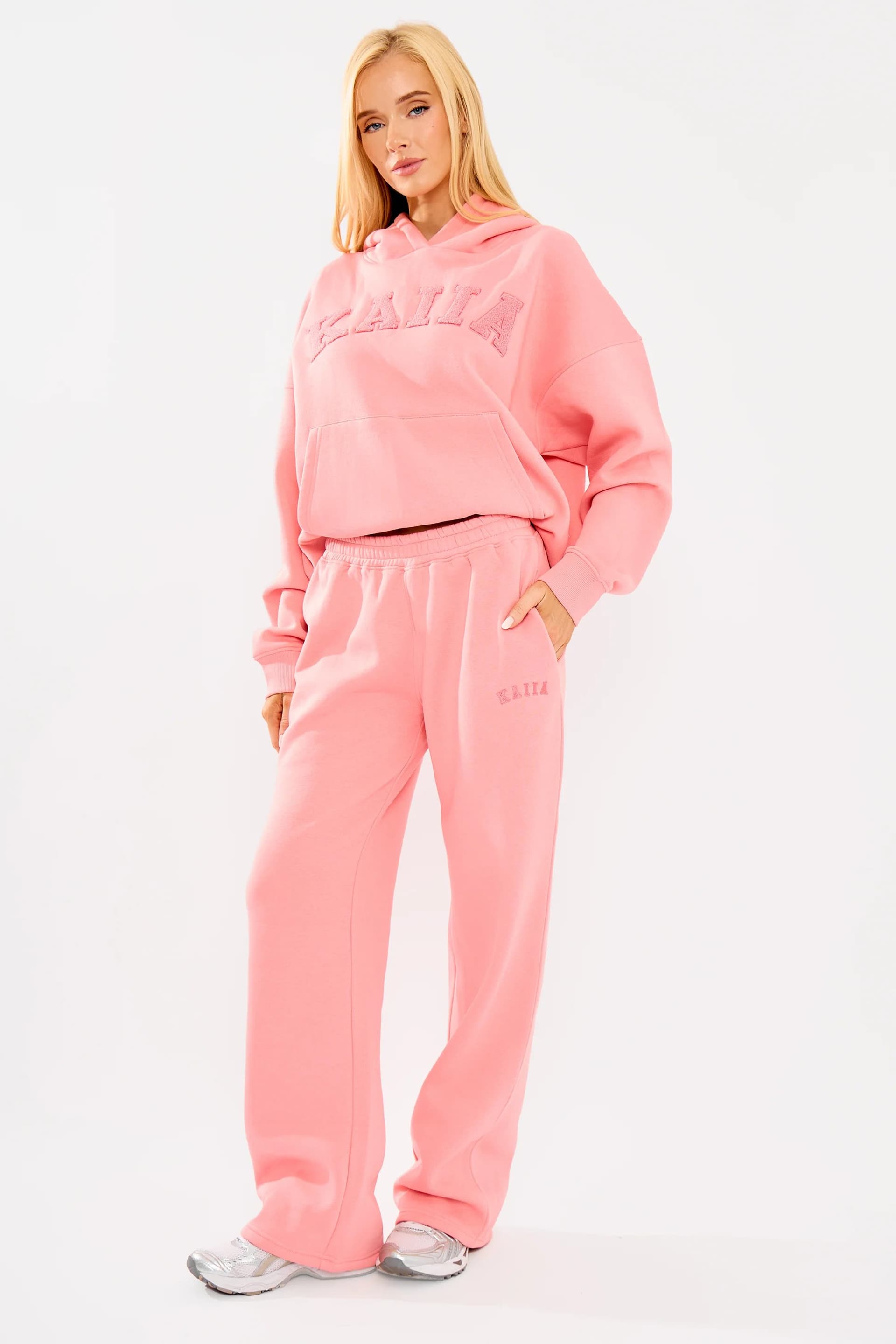 Kaiia Kaiia Logo Wide Leg Joggers Angel Pink