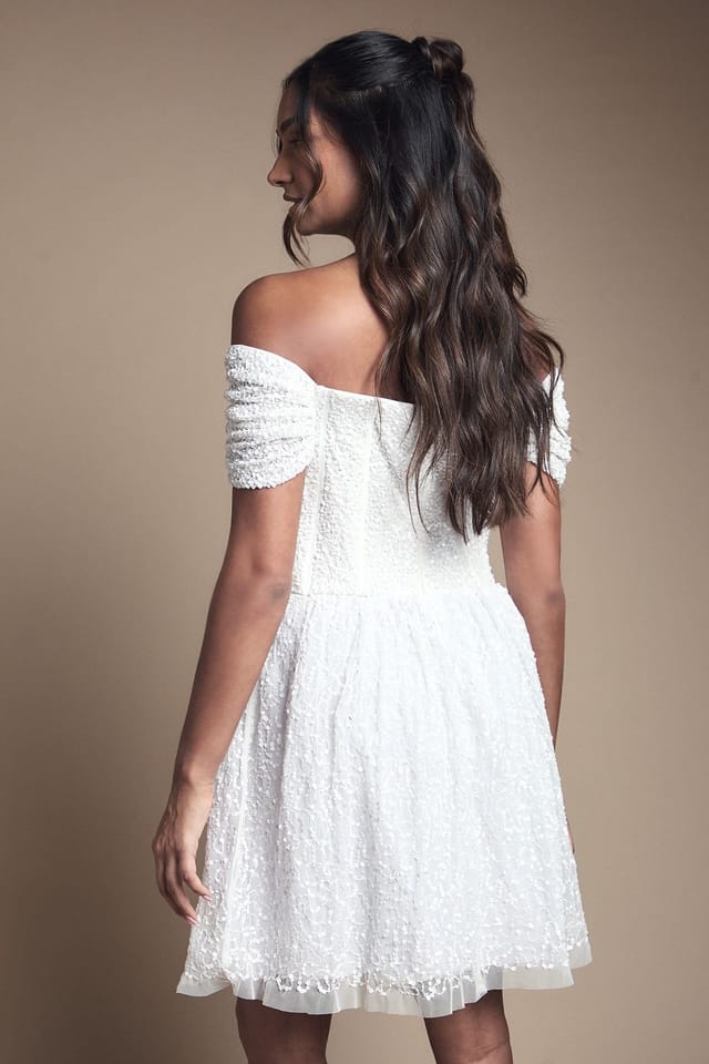 Coast Coast Women's Bardot Full Skirted Embellished Bridal Mini Dress in Ivory - 3