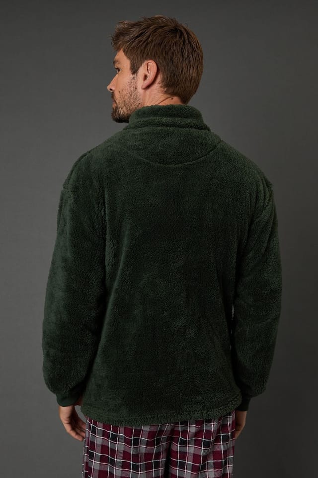 Maine Maine Men's Green Sherpa Half Zip Top - 3