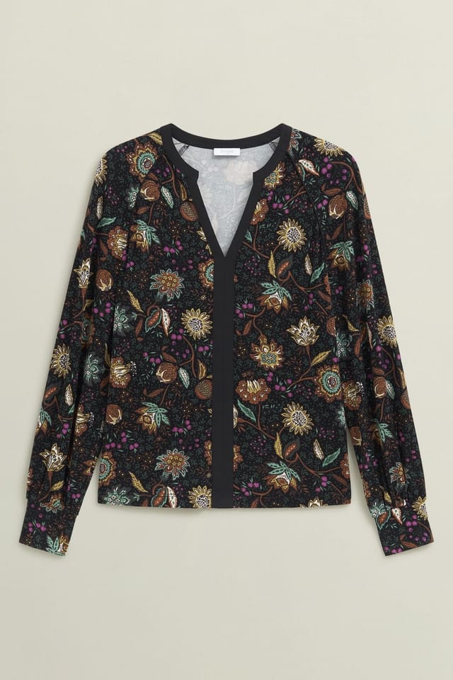 Hobbs London Hobbs London Women's Zelia Botanical Print Blouse in Black - 2