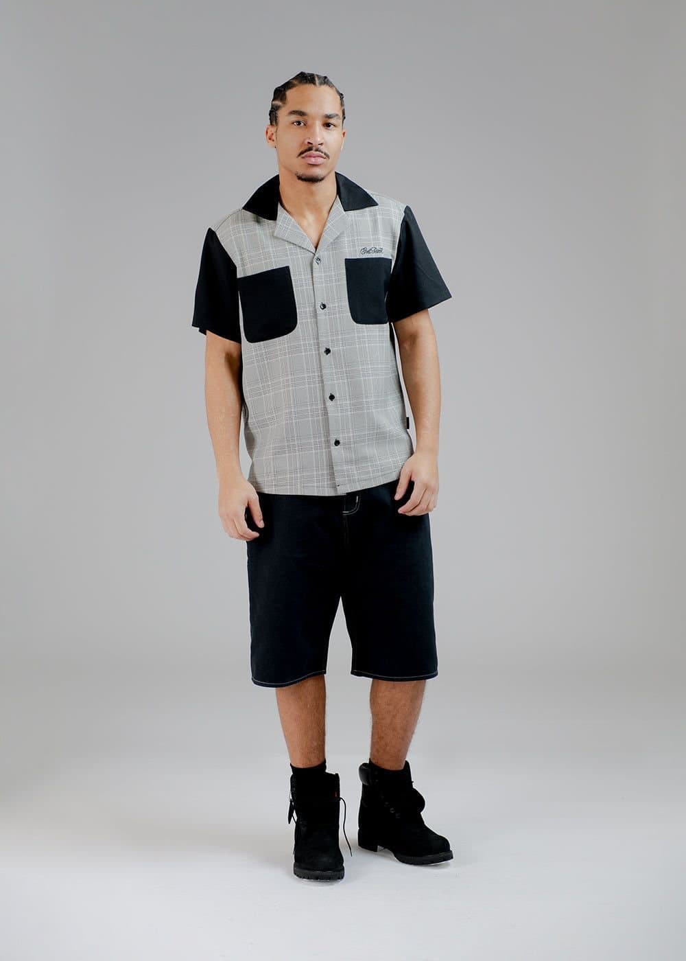 Chet Rock Chet Rock Arlo Men's Black Monochrome Cuban Collar Check Shirt