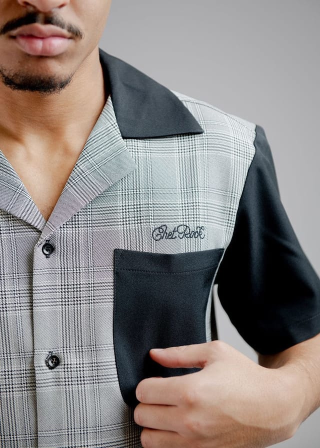 Chet Rock Chet Rock Arlo Men's Black Monochrome Cuban Collar Check Shirt - 2
