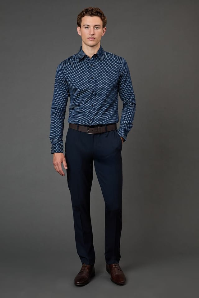 Burton Burton Men's Blue Print Slim Fit Long Sleeve Shirt in Black - 2