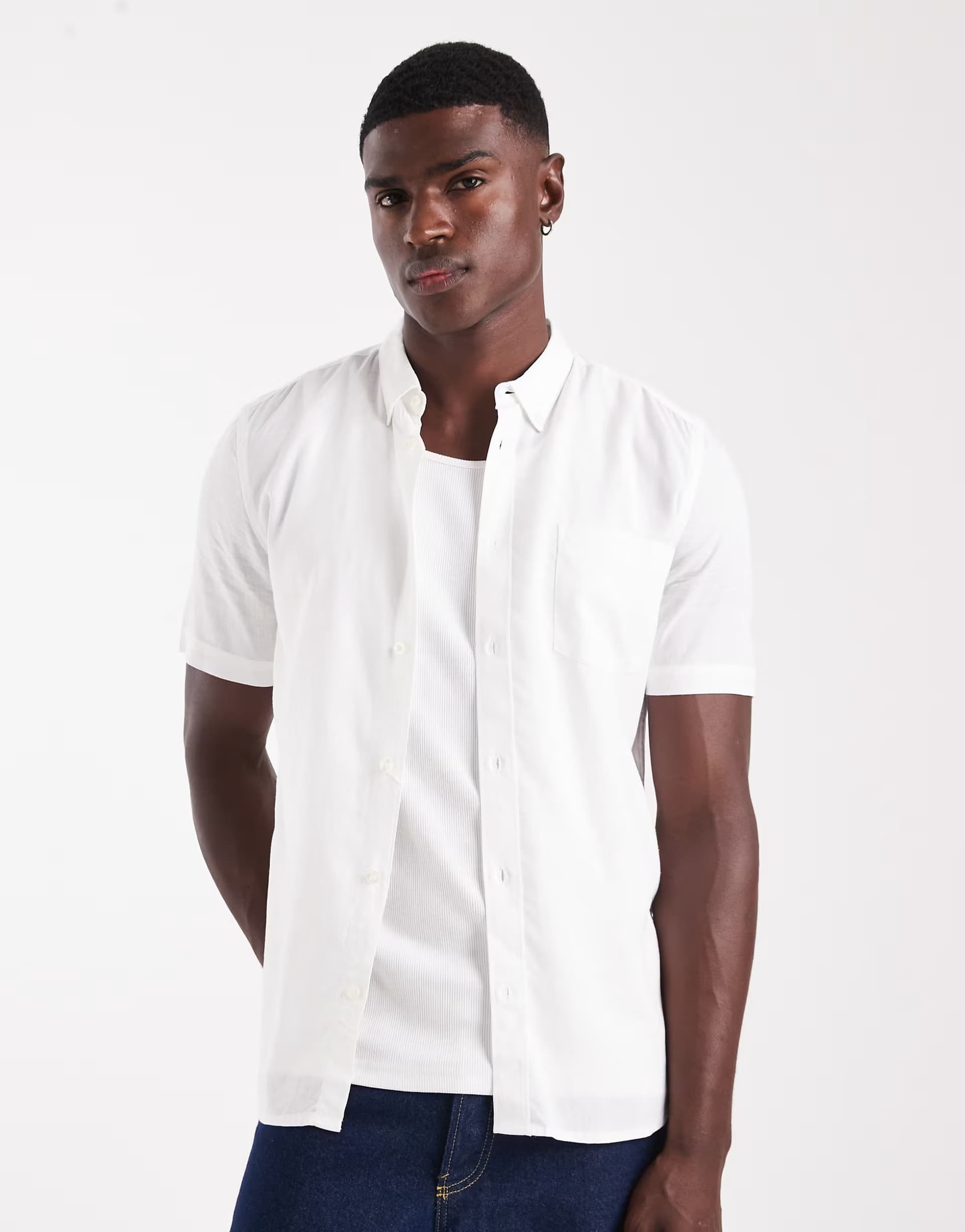 ASOS ASOS French Connection Linen Short Sleeve Shirt in White