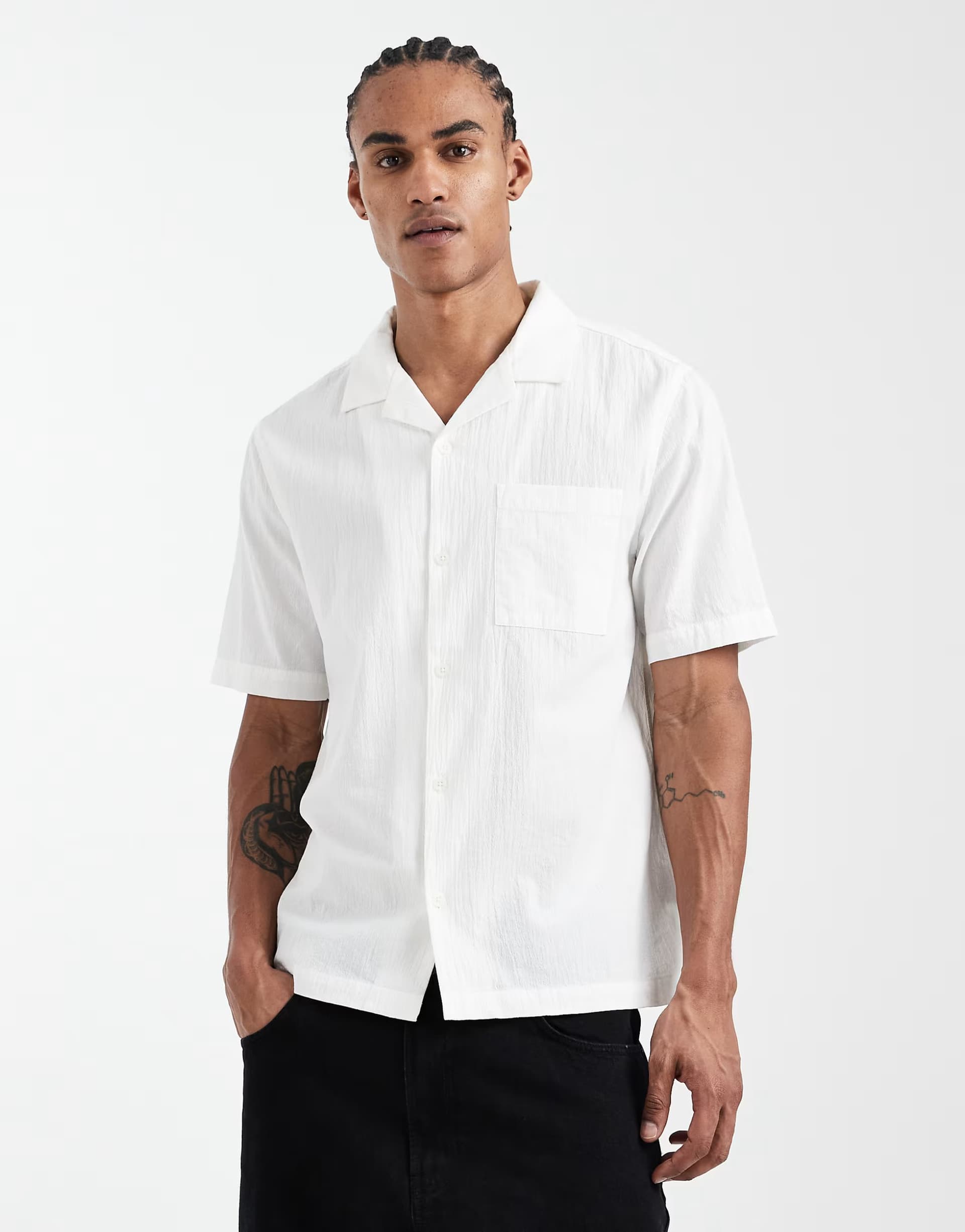 ASOS Cotton On Riveria short sleeve shirt in summer white