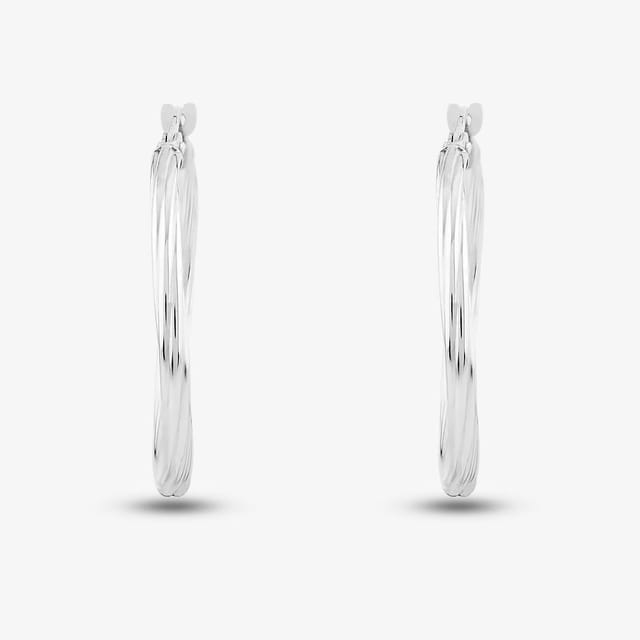 T.H.Baker T.H.Baker Women's 9ct White Gold Twist Hoop Earrings D01-5003-W in Silver - 2