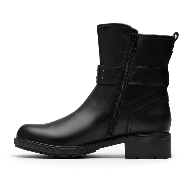 Clarks Clarks Women's Hearth Buckle Black Leather Ankle Boots - 2