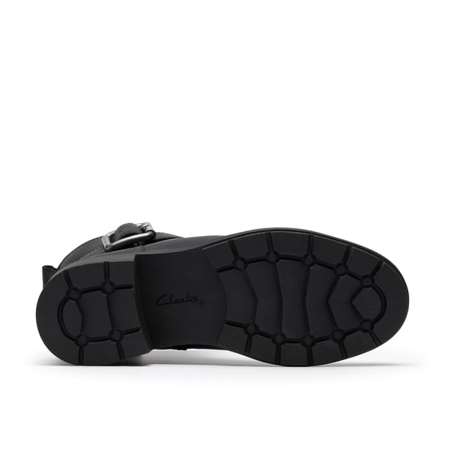 Clarks Clarks Women's Hearth Buckle Black Leather Ankle Boots - 3