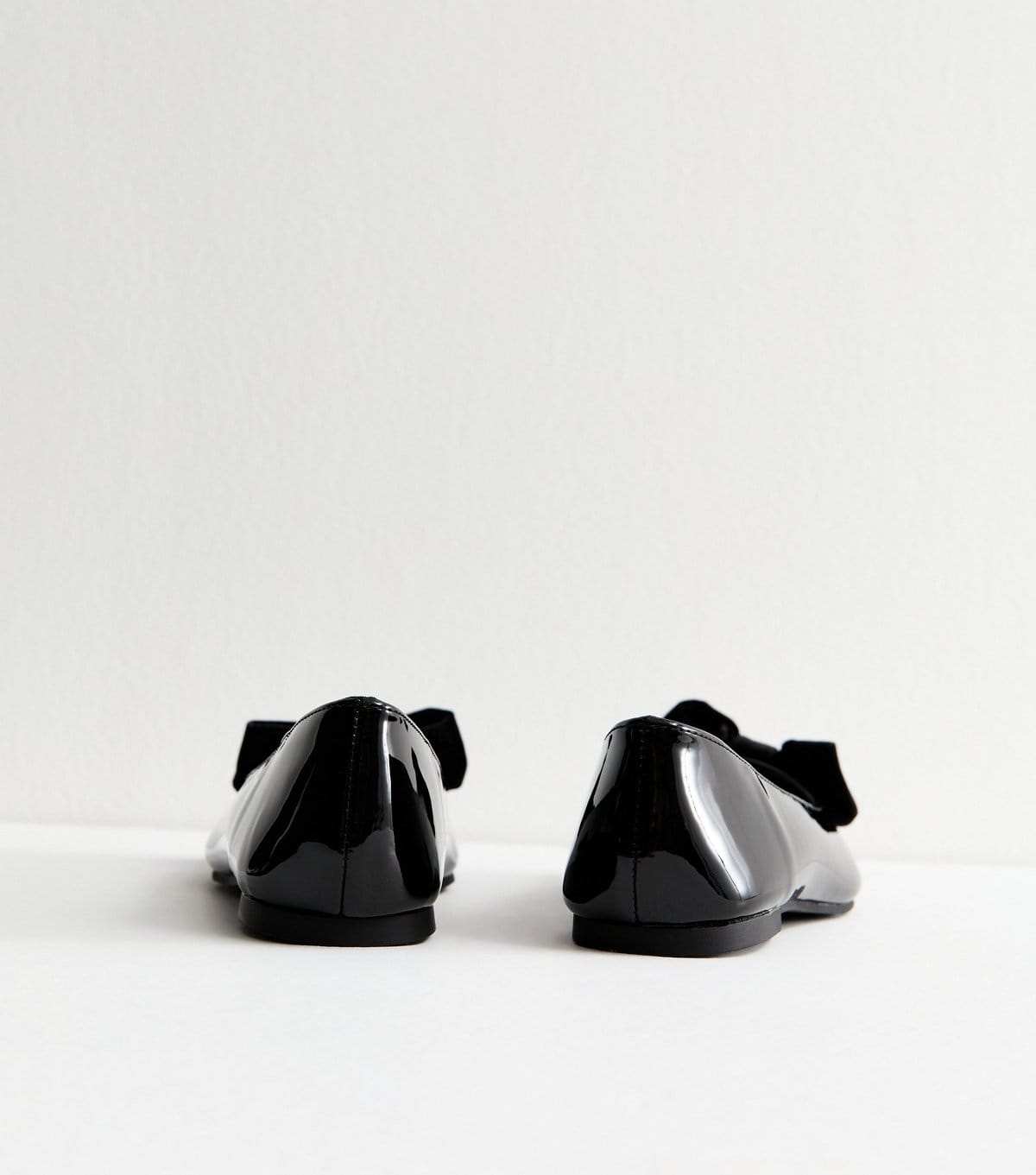 New Look Women's Extra Wide Fit Black Bow Front Faux Patent Ballerina Flats Vegan New Look - 4