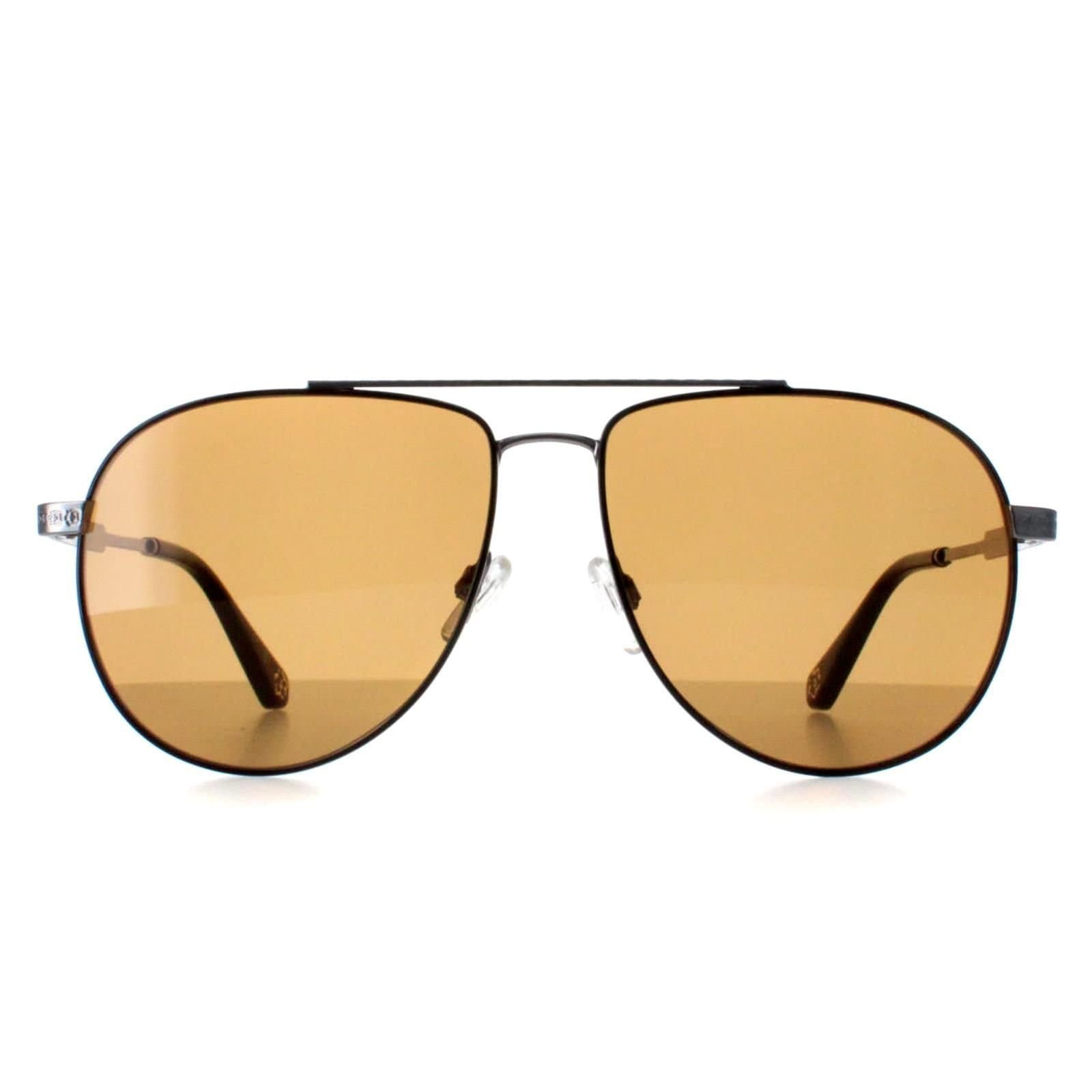 Ted Baker Ted Baker Men's Aviator Gunmetal with Black Painted Rim Brown TB1691 Maeve
