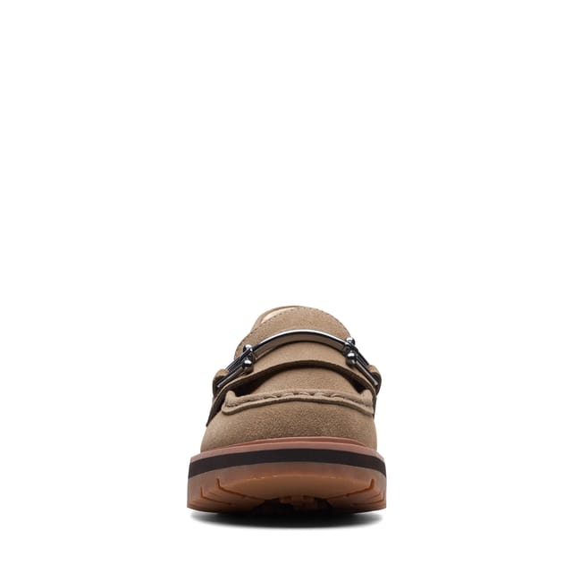 Clarks Clarks Women's Orianna Bit Dark Sand Suede Loafers, Slip Ons in Beige - 3