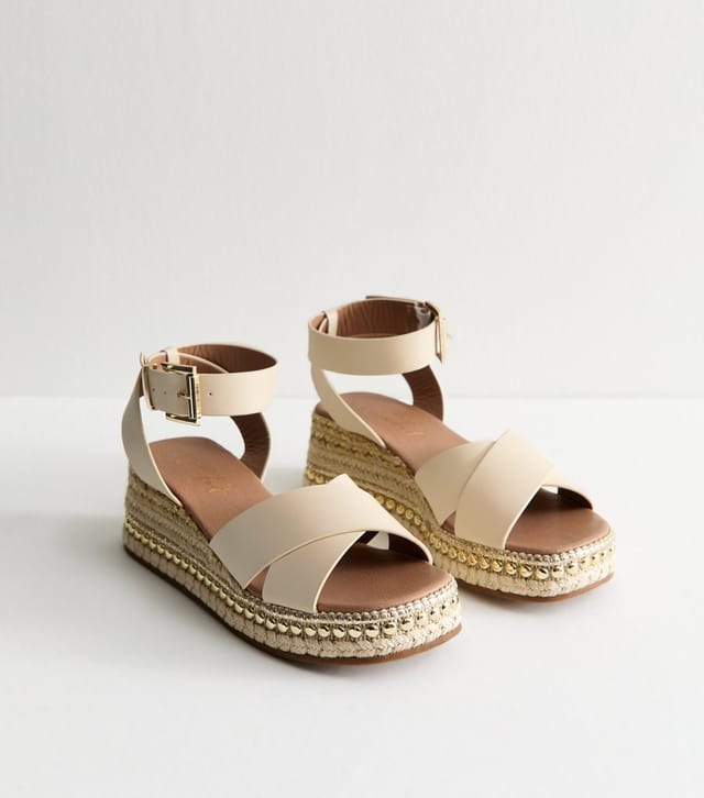 New Look Women's Off White Faux Leather Flatform Sandals New Look - 3