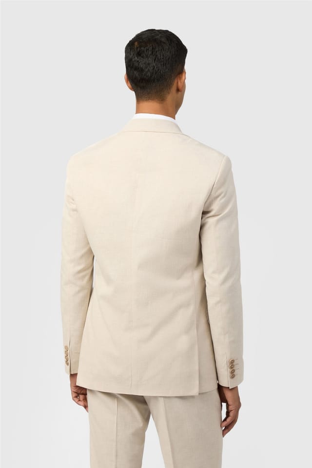 Ted Baker Ted Baker Men's Single Breasted Two Button Checked Slim Fit Suit Jacket in Ecru - 2