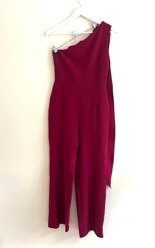 Vesper 🖤 Sleek Vesper pink One-Shoulder Wide-Leg Jumpsuit UK 8 | Autumn Wedding Guest / Partywear
