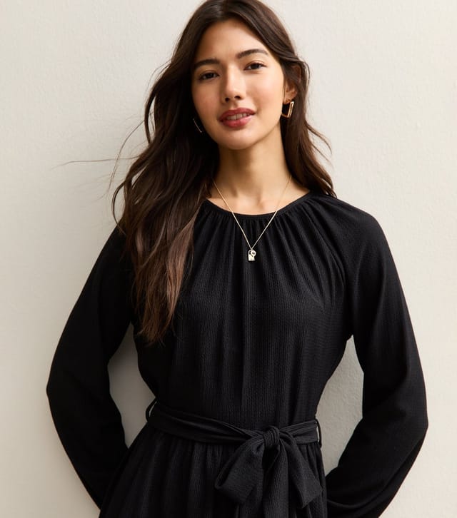 New Look Women's Black Crinkled Jersey Belted Mini Dress New Look - 2