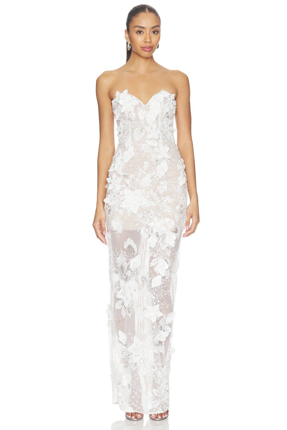 Revolve Dahlia Bridal Strapless Maxi Dress In White