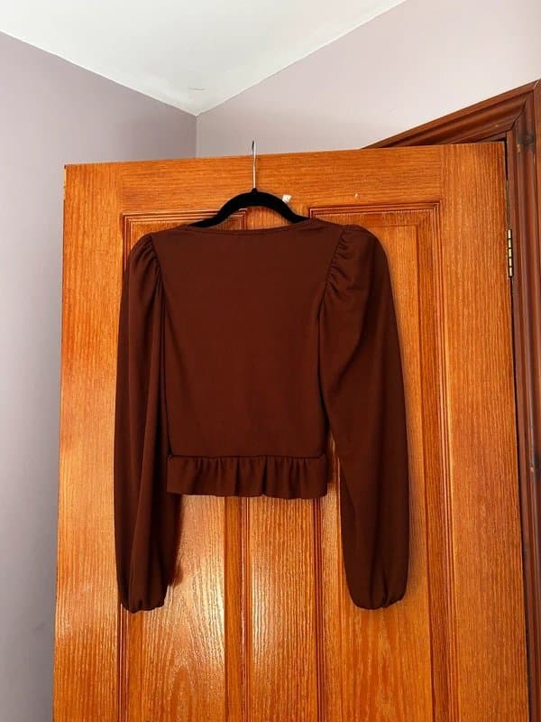 New Look Brown long sleeve ruched top