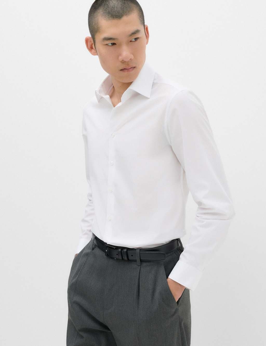 Marks & Spencer M&S Extra Slim Fit Easy Iron Cotton Blend Shirt White
