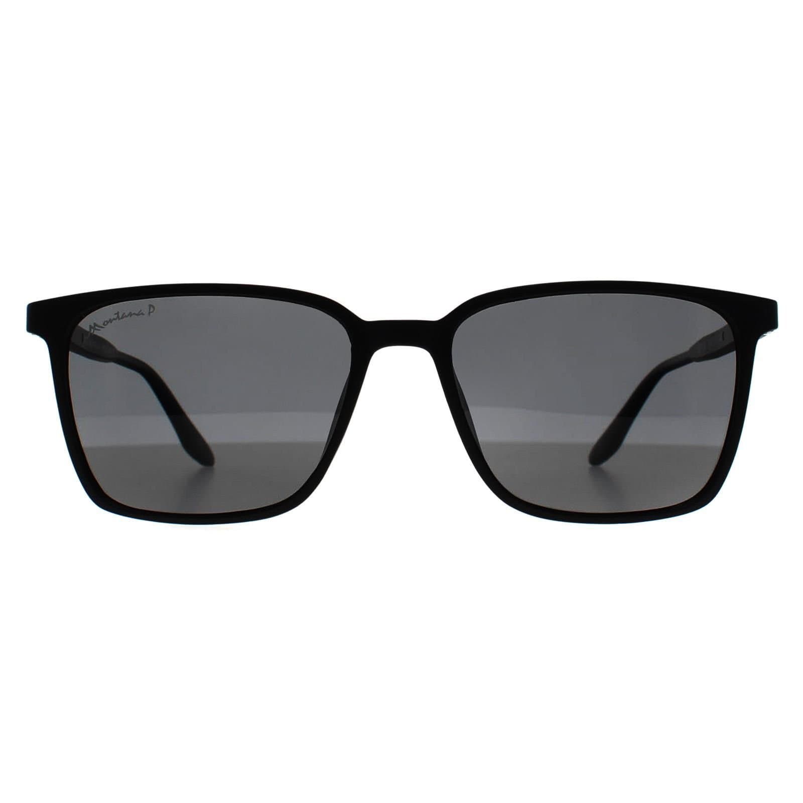 montana montana Men's Square Matte Black Smoke Polarized MP186