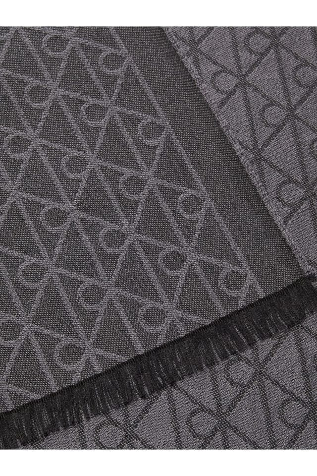 Calvin Klein Calvin Klein Women's Emblem Aop Tonal Wool Lw Scarf Black Aop - 3