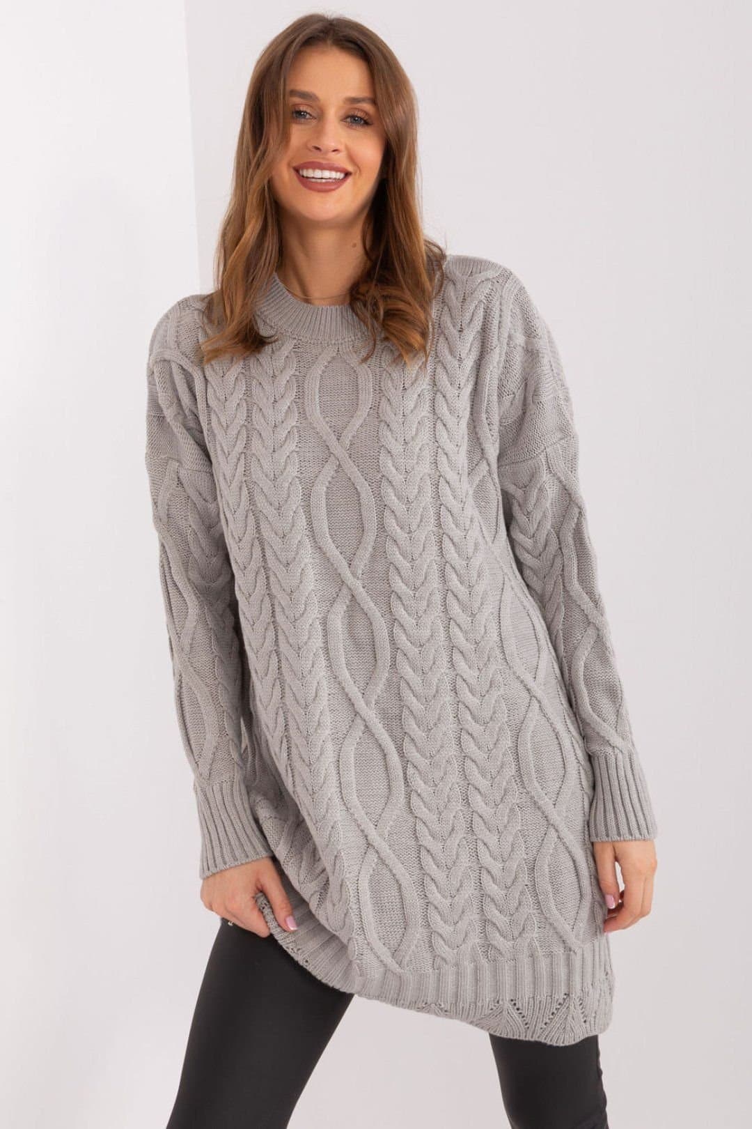 Love Lace Love Lace Women's Textured Mini Long Sleeve Casual Dress in Grey