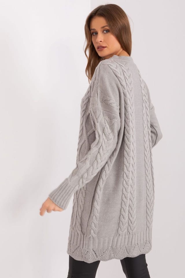 Love Lace Love Lace Women's Textured Mini Long Sleeve Casual Dress in Grey - 2
